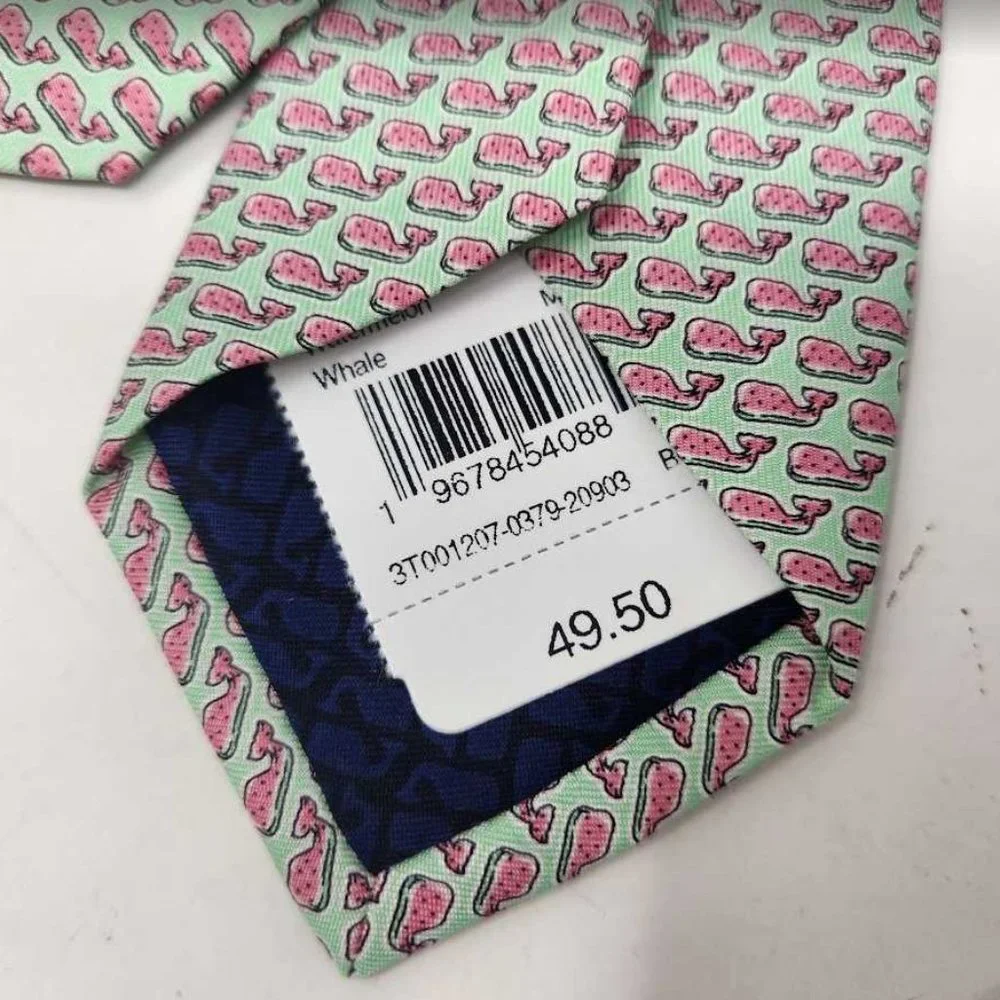 New boys Vineyard Vines classic Watermelon whale printed silk tie